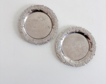 Vintage Silver-Plated Bride and Groom Coasters