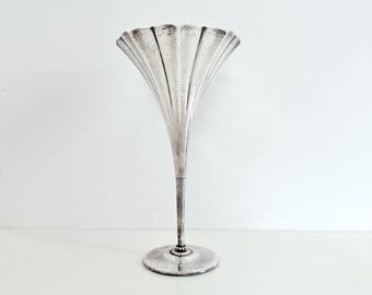 Antique STERLING SILVER TIFFANY & Co Floriform Fluted Trumpet Vase