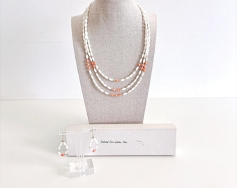 Vintage Island Sea Gems Inc. Multi-Strand Necklace and Matching Earrings