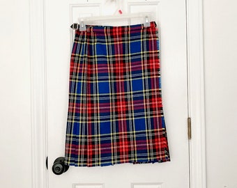 Vintage ASTON TARTAN PLAID Pleated Skirt 100% Wool - Made in Scotland - Size: 8 (small)