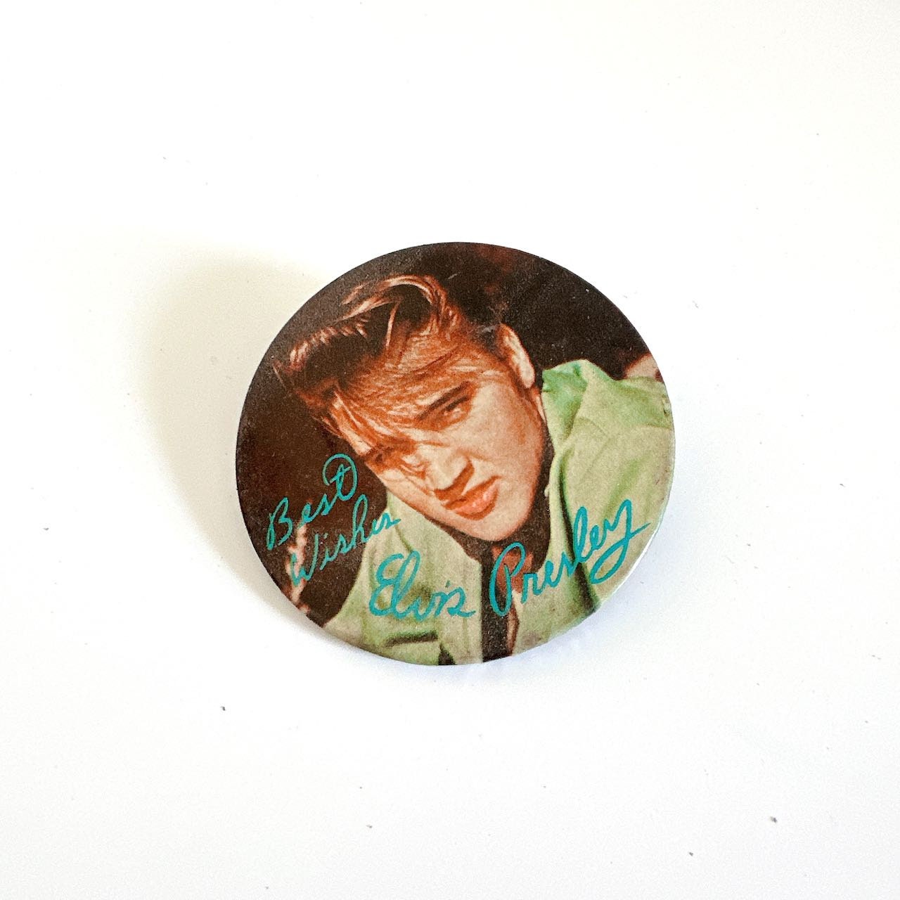 Vintage RARE 1956 Issued ELVIS PRESLEY Best Wishes Pin Badge