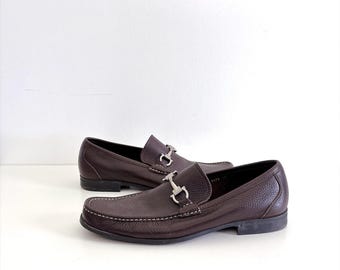 Herr Ferragamo Läderloafers Storlek 11 Mörkbruna