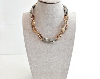 Vintage Multi-Metal Atelier Ninon Double Fox Head Collar Necklace