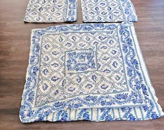 Vintage Reversible April Cornell Duvet Cover and Pillow Shams Set