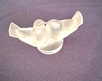 Lalique Frosted Kissing Birds Figurine - Signed