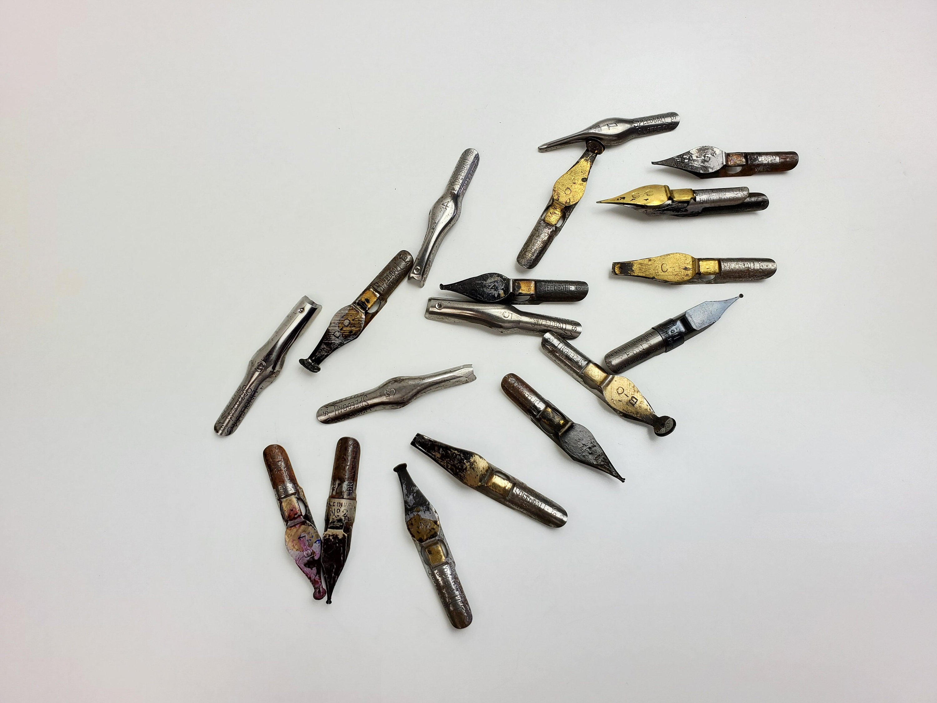 Vintage Fountain Pen Nibs Calligraphy Mixed Lot 18 Various Sizes Types ...
