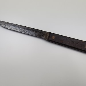 Vintage Butcher&#39;s Knife Unmarked 2 Brass Pin, Chef&#39;s Knife