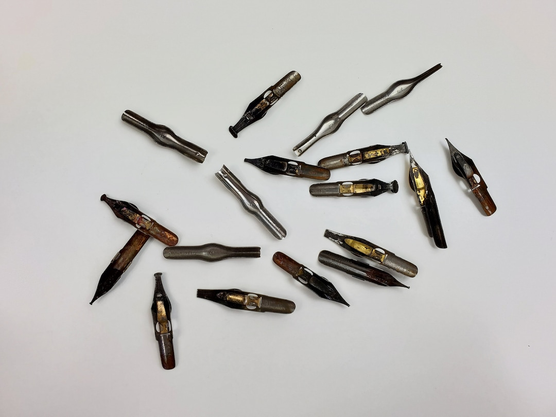 Vintage Fountain Pen Nibs Calligraphy Mixed Lot 18 Various Sizes Types ...