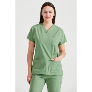 Pistachio Green Scrub Set, V Neck Nurse Scrub, Medical Scrub, Women&#39;s Scrub Set, Scrub Uniform, Nurse Dress, Medical Uniform, MOODA0271