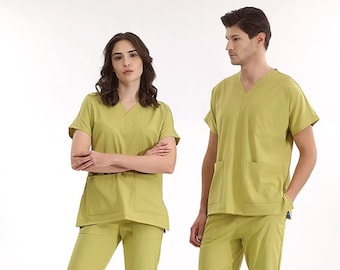 green nurse dress uniform Scrub Top Only, Emerald Green Uniform, Scrub Dress, Nurse Pharmacist Uniform, Women's Hospital Uniform, YHKM1037-TOP
