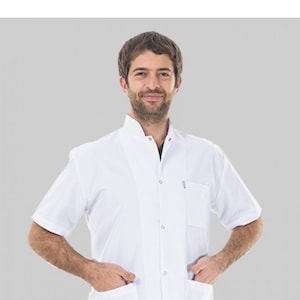 Men&#39;s Medical White Lab Coat, Doctor Dentist Surgeon Pharmacist Therapist Medical Uniform, MOODA006-2
