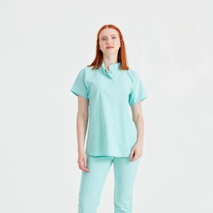 Mint Green Scrub Set, Judge Neck Nurse Scrub, Medical Women&#39;s Scrub Set, Scrub Uniform, Nurse Dress, Medical Uniform, OZELTAKIMMINTGREEN