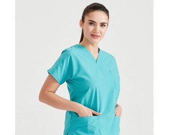 Scrub Top Only, Emerald Green Uniform, Scrub Dress, Nurse Pharmacist Uniform,  Women's Hospital Uniform, YHKM1037-TOP - Etsy