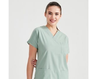 Scrub Top Only, Emerald Green Uniform, Scrub Dress, Nurse Pharmacist Uniform,  Women's Hospital Uniform, YHKM1037-TOP - Etsy