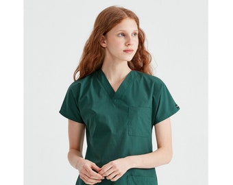 Khaki Green Scrub Top Only, V Neck Nurse Scrub Top, Medical Uniform, Women's Scrub Top, Scrub Uniform, Dental Uniform, MOODA351