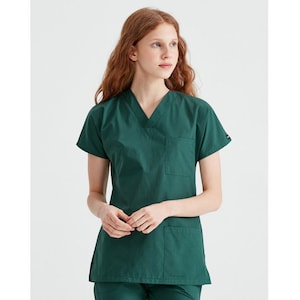 Khaki Green Scrub Top Only, V Neck Nurse Scrub Top, Medical Uniform, Women&#39;s Scrub Top, Scrub Uniform, Dental Uniform, MOODA351