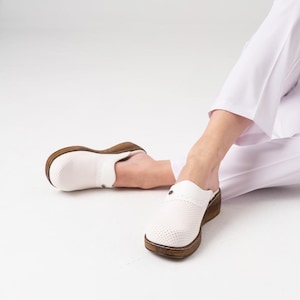 Zuecos ortopédicos blancos para mujer, cómodos, para enfermeras, médicos y enfermeras, regalo para enfermeras, WSV600.01