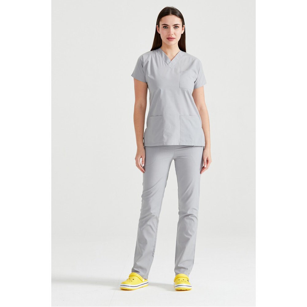 grey scrub dress Set, V Neck Nurse Scrub, Medical Scrub, Women's Scrub Set, Scrub Uniform, Nurse Dress, Medical Uniform, MOODA0001 #alinedress