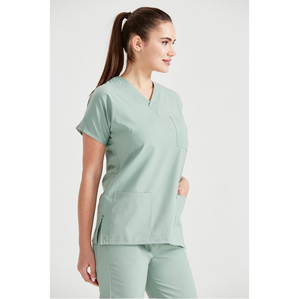 Musty Green Scrub Set, Comfortable Nurse Scrub, Nurse Dress, Women's Scrub Set, Scrub Uniform, Medical Nurse Scrub, , MOODA07