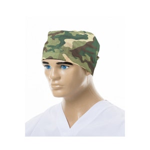 Green Camouflage Patterned Scrub Hat, Nurse Medical Cap, Surgery Dental Scrub Cap, Custom Scrub Hat, Veterinary Hat, Doctor Cap, CB-AIF-10