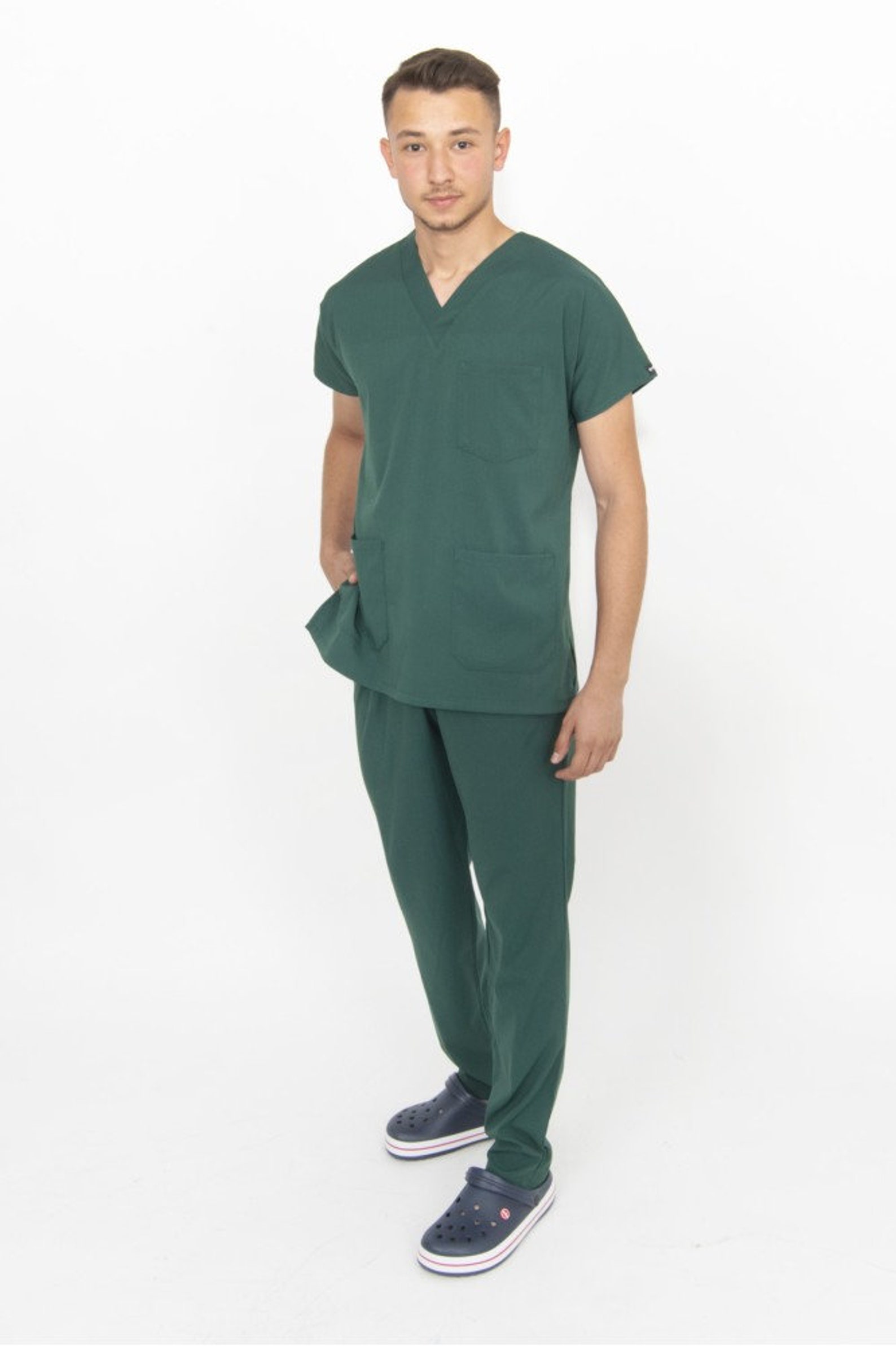 Men's Khaki Green Scrub Set, V Neck Nurse Scrub, Medical Scrub, Scrub