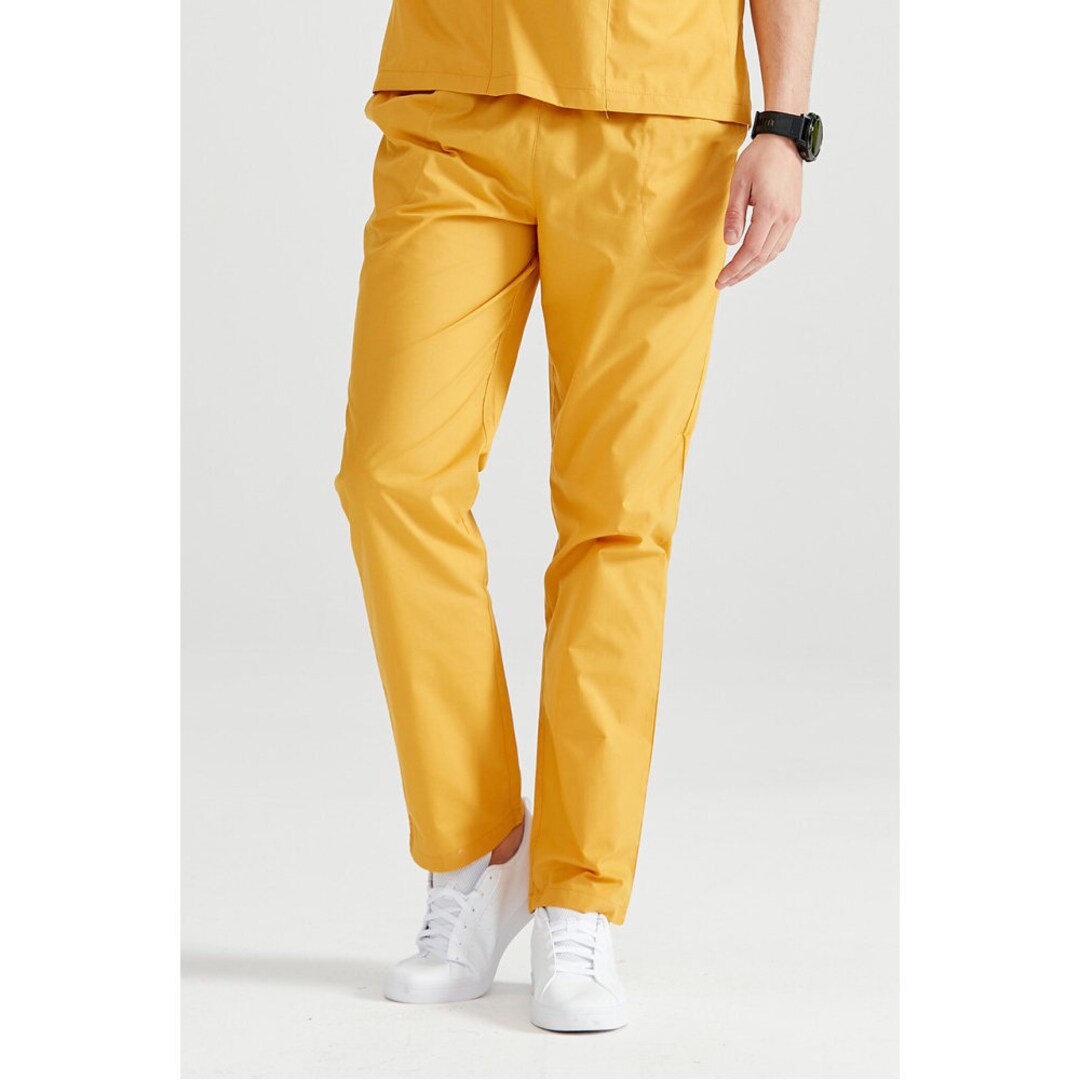 Mustard Yellow Nurse Pants, Scrub Bottoms, Spa Cargo Pants, Jogger Scrub Pants, Dental Hygienist