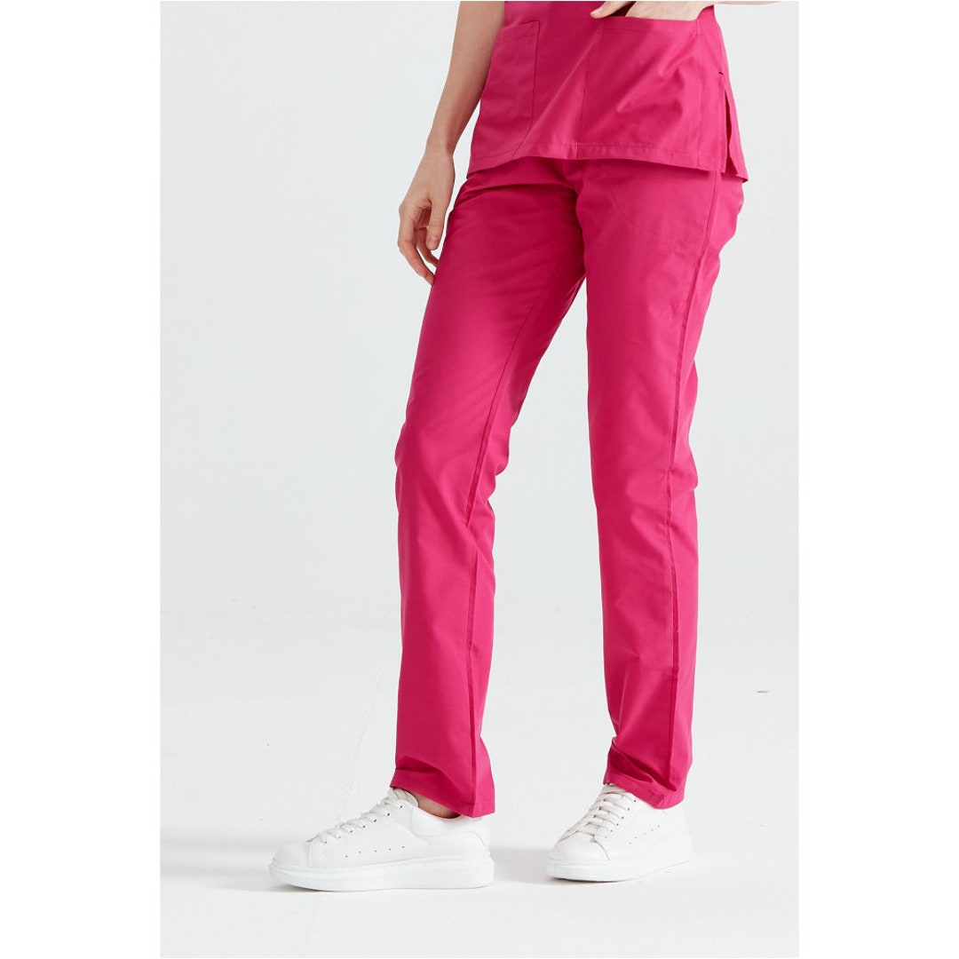 Fuchsia Nurse Pants, Scrub Bottoms, Spa Cargo Pants, Jogger Scrub Pants, Dental Hygienist Doctor