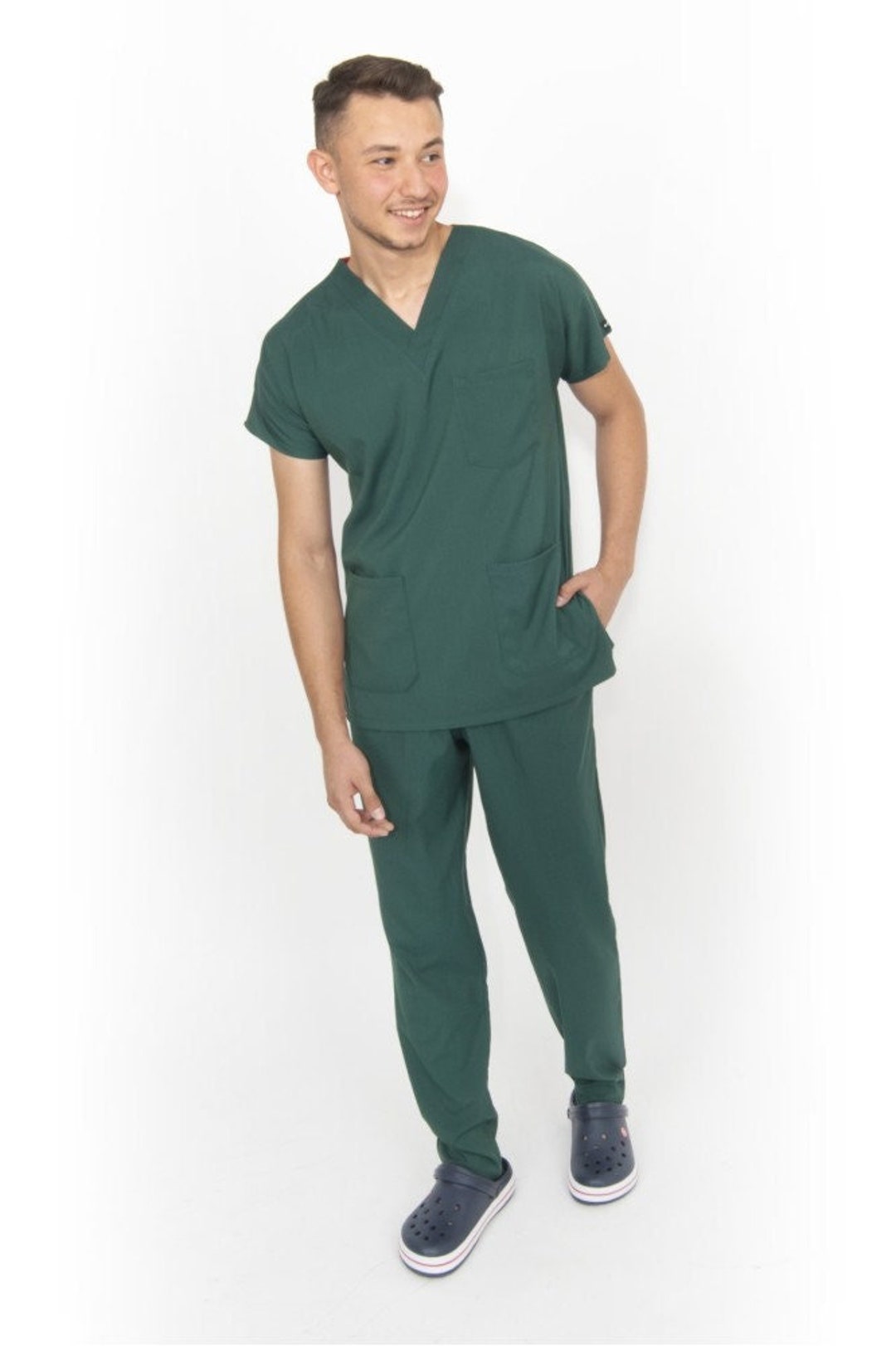 Men's Khaki Green Scrub Set, V Neck Nurse Scrub, Medical Scrub, Scrub