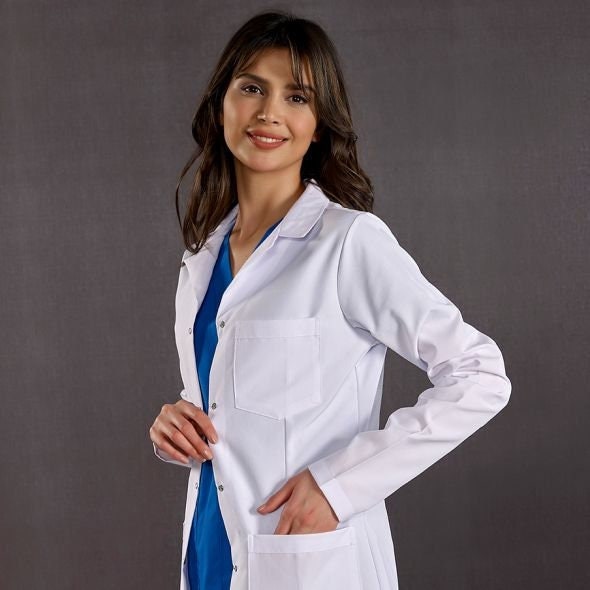 Women's Medical Long Sleeves Alpaca White Lab Coat, Doctor