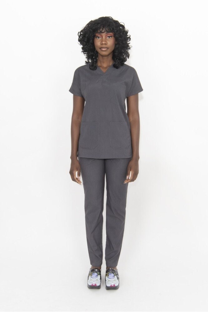 grey scrub dress Mary Scrub Wrap Dress