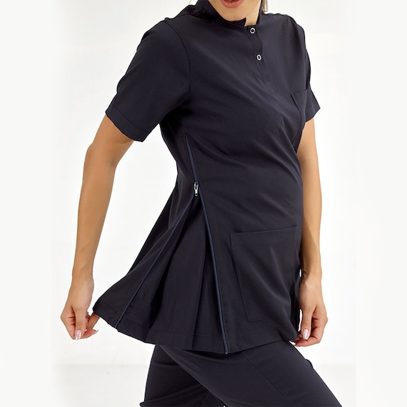 navy blue nurse dress Dark Blue Modest Scrub Set, Muslim Nurse Scrub, Medical Scrub, Women's Scrub Set, Scrub Uniform, Nurse Dress, Medical Uniform, MOODA044