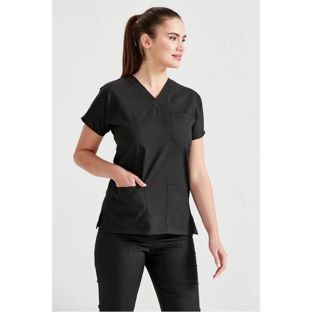 Nurse Black Scrubs Top Only, Personalized Customizable Embroidered Women's  Medical Black Scrubs Top for Nurses, WHT1035-TOP -  Canada