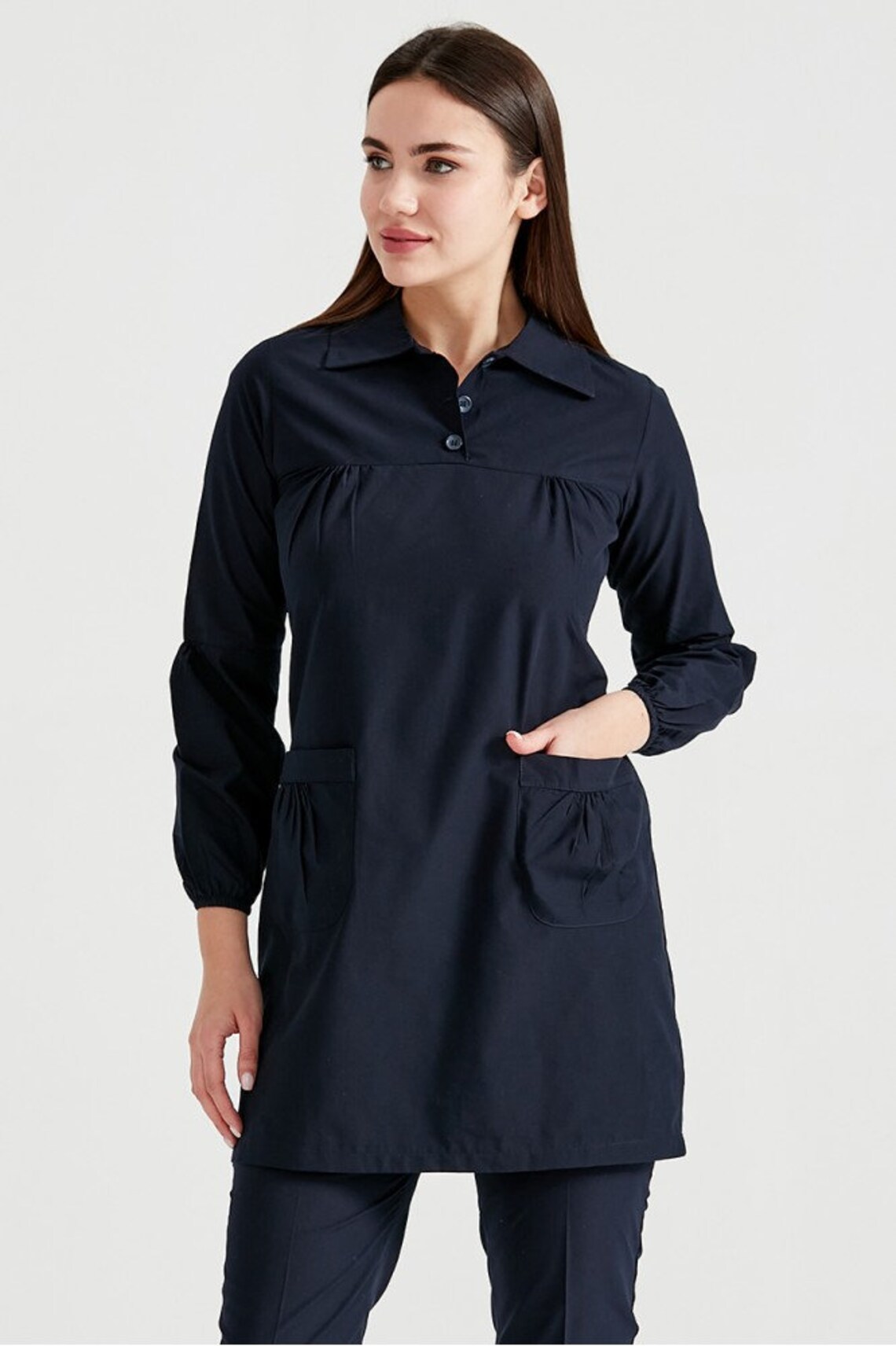 Dark Blue Modest Scrub Set Muslim Nurse Scrub Medical Scrub Etsy