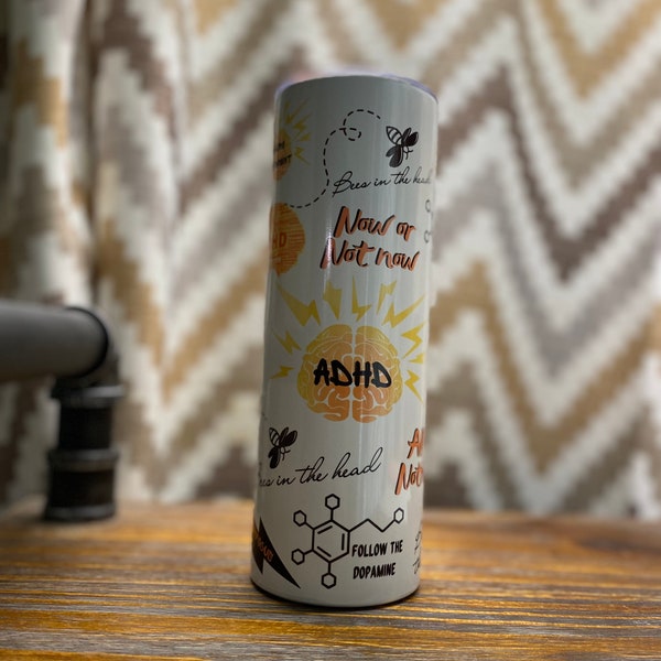 adhd homework checklist ADHD Color Changing and glow in the dark Tavel mug with lid and straw. Adhd awareness. 80HD, bees in the head, now or not now