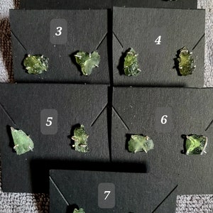 1 gram + Rough Moldavite Stud Earrings on Sterling Silver