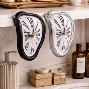Reloj de pared derretido, reloj surrealista estilo Dalí, reloj distorsionado, decoración única para el hogar, reloj de escritorio de arte moderno, idea de regalo estética