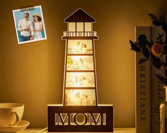 Personalized Photo Lighthouse Night Light LED Lamp Decoration Mother's Day Gifts