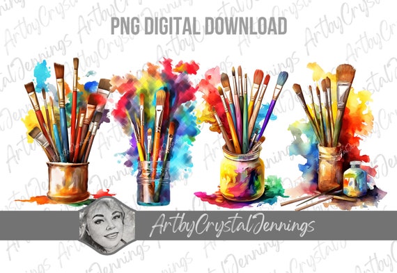 Artist Paint Brushes Design, Artist Printable Instant Download, Artist Gift  PNG DIGITAL DOWNLOADS, Colorful Painters Brush, Painters Gift 