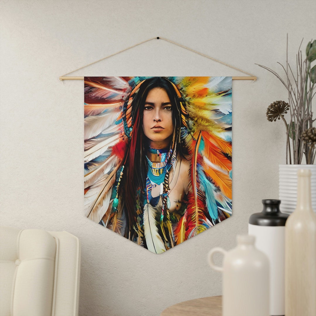 Native American Indian Wall Art Pennant, Indian Art, Native American