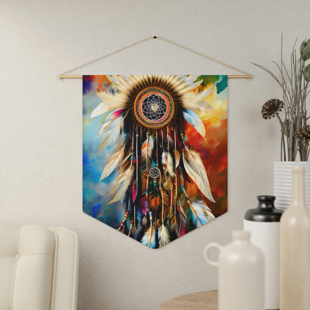 Native American Indian Wall Art Pennant, Indian Art, Dreamcatcher