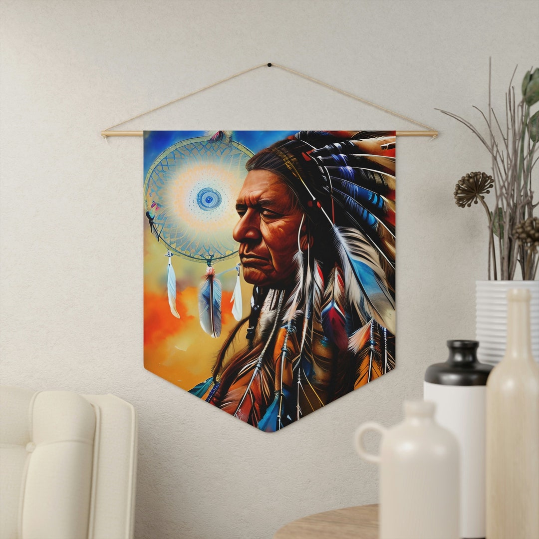 Native American Indian Wall Art Pennant, Indian Art, Native American