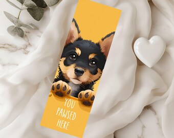 You Pawsed Here Dog Bookmark, 2x6 Laminated Puppy Bookmark, Dog Lover Gift, Book Lover Gift,  Secret Santa, Book Club Favor, Gift Ready