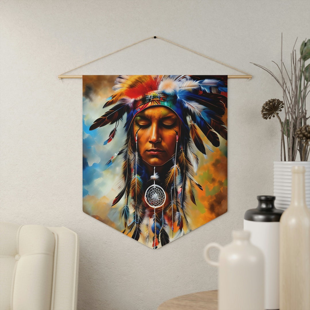 Native American Indian Wall Art Pennant, Indian Art, Native American