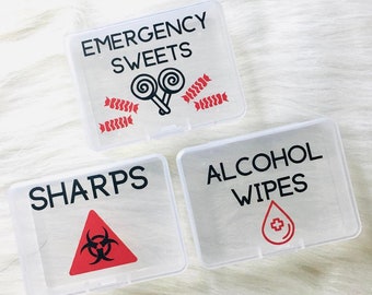Small Diabetic Supply Storage Containers, Sharps Conatiner, Emergency Sweets, Alcohol Wipes Type 1 Type 2 Diabetes Bag Organization Gift