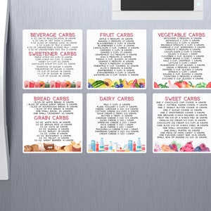 Carb Counting Type 1 Diabetes Magnets, Carbohydrate Count Magnets, Type 2 Diabetes, Diet Planner, Diabetic Gift, Diet Guide, Food Planner