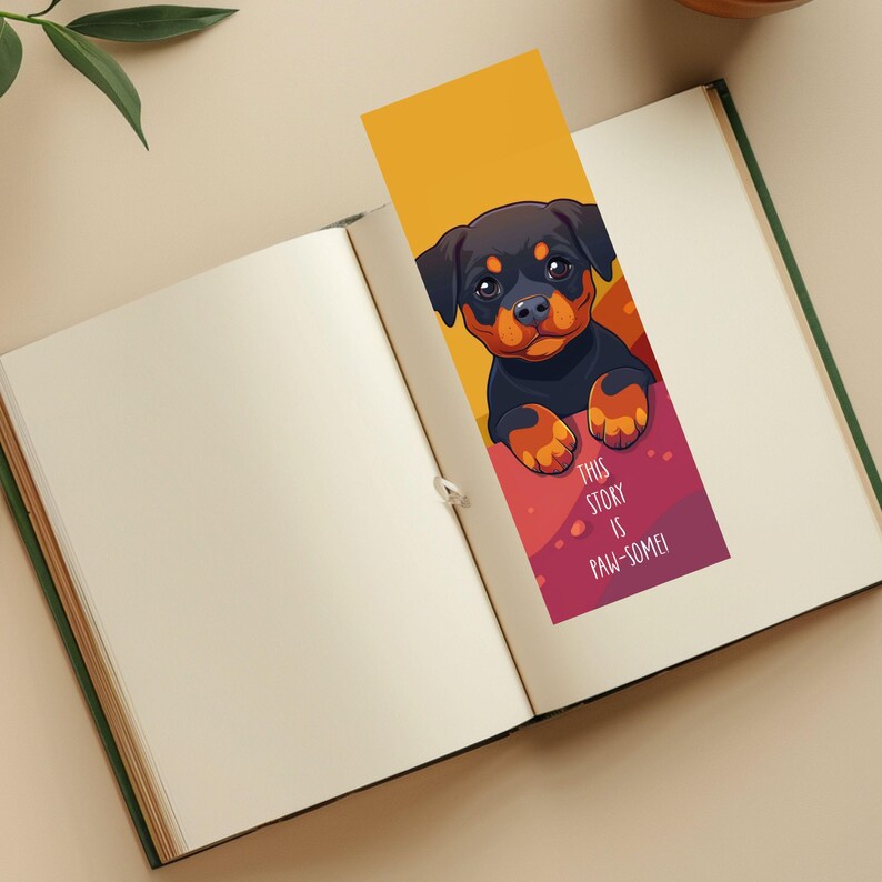 Rottweiler Laminated Puppy Dog Bookmark, 2x6 Dog Breed Bookmark, Dog ...