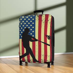 Amerikaanse vlag honkbalbagagehoes, sportbagagebeschermhoes, honkbalvlag reisaccessoire, reistashoes, reiscadeau