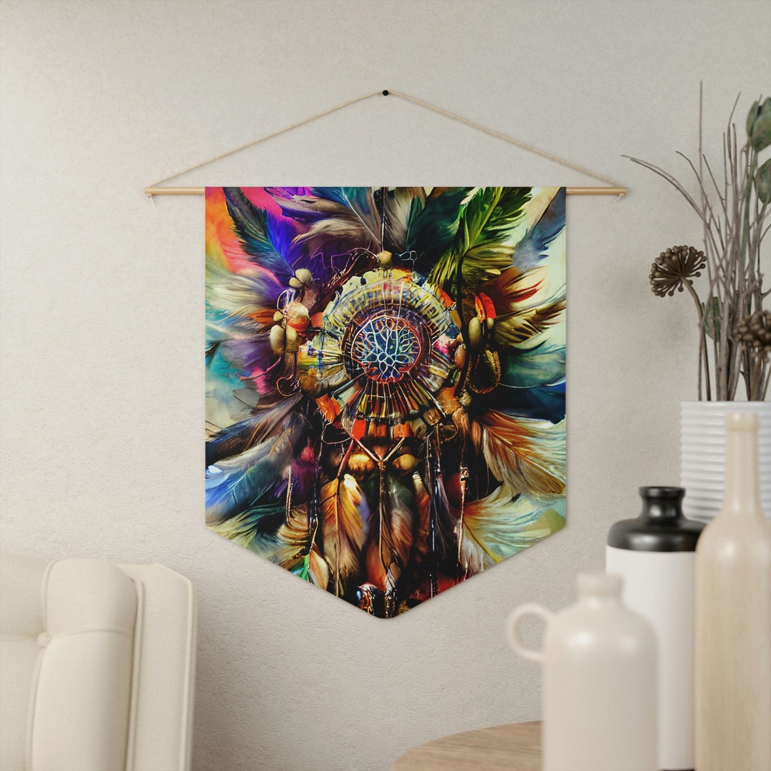 Native American Indian Wall Art Pennant, Indian Art, Dreamcatcher