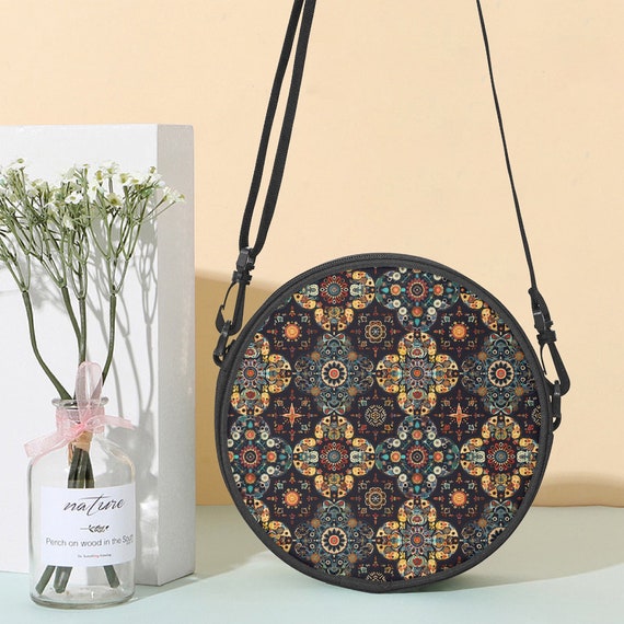 Boho Crossbody Round Satchel Bag Travel Gift for Her Round Purse Adjustable Strap Crossbody Bag Tote Bag Vacation Bag Vacation Gift Etsy