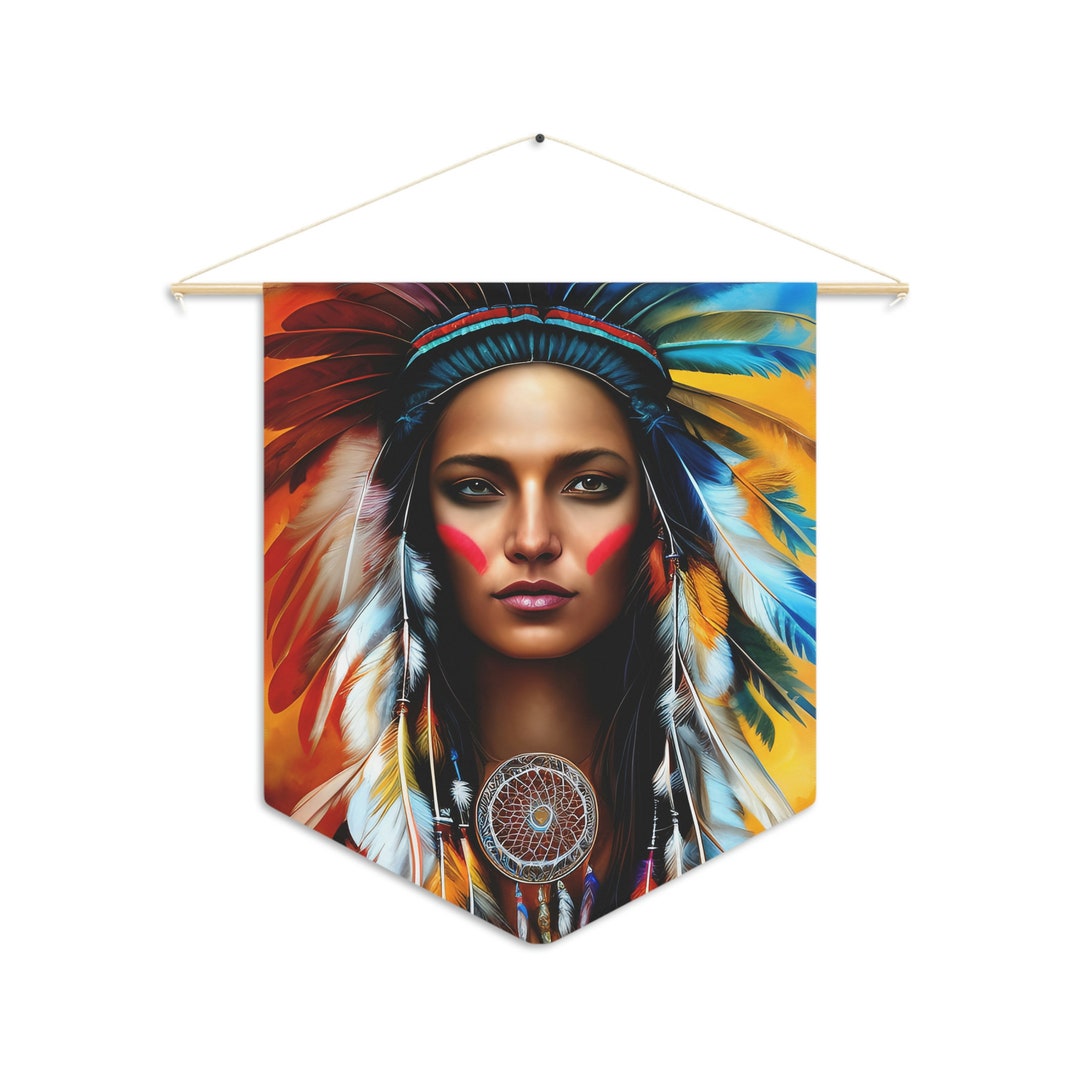 Native American Indian Wall Art Pennant Indian Art Native Etsy